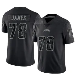 Men's Andre James Los Angeles Chargers No.78 Limited Reflective Jersey - Black