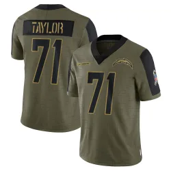 Men's Branson Taylor Los Angeles Chargers No.71 Limited 2021 Salute To Service Jersey - Olive