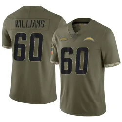 Men's Bucky Williams Los Angeles Chargers No.60 Limited 2022 Salute To Service Jersey - Olive
