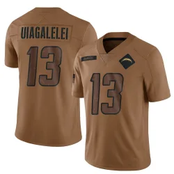 Men's DJ Uiagalelei Los Angeles Chargers No.13 Limited 2023 Salute To Service Jersey - Brown