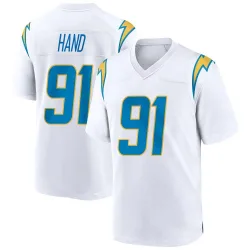 Men's Da'Shawn Hand Los Angeles Chargers No.91 Game Jersey - White