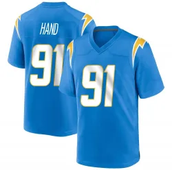 Men's Da'Shawn Hand Los Angeles Chargers No.91 Game Powder Alternate Jersey - Blue