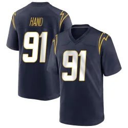 Men's Da'Shawn Hand Los Angeles Chargers No.91 Game Team Color Jersey - Navy