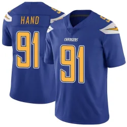 Men's Da'Shawn Hand Los Angeles Chargers No.91 Limited Color Rush Vapor Untouchable Jersey - Royal