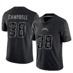 Men's Dalevon Campbell Los Angeles Chargers No.38 Limited Reflective Jersey - Black