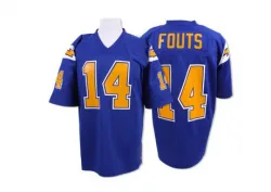 Men's Dan Fouts Los Angeles Chargers No.14 Authentic Mitchell And Ness Electric With 50TH Patch Throwback Jersey - Blue
