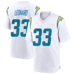Men's Deane Leonard Los Angeles Chargers No.33 Game Jersey - White