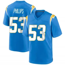 Men's Del'Shawn Phillips Los Angeles Chargers No.53 Game Powder Alternate Jersey - Blue