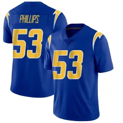 Men's Del'Shawn Phillips Los Angeles Chargers No.53 Limited 2nd Alternate Vapor Jersey - Royal