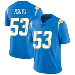 Men's Del'Shawn Phillips Los Angeles Chargers No.53 Limited Powder Vapor Untouchable Alternate Jersey - Blue