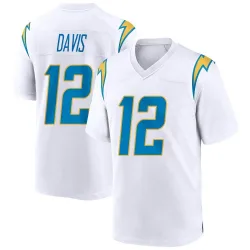 Men's Derius Davis Los Angeles Chargers No.12 Game Jersey - White