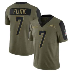 Men's Doug Flutie Los Angeles Chargers No.7 Limited 2021 Salute To Service Jersey - Olive