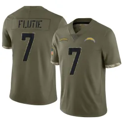 Men's Doug Flutie Los Angeles Chargers No.7 Limited 2022 Salute To Service Jersey - Olive