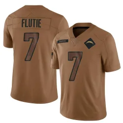 Men's Doug Flutie Los Angeles Chargers No.7 Limited 2023 Salute To Service Jersey - Brown