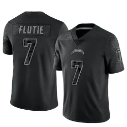 Men's Doug Flutie Los Angeles Chargers No.7 Limited Reflective Jersey - Black