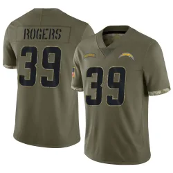 Men's Eric Rogers Los Angeles Chargers No.39 Limited 2022 Salute To Service Jersey - Olive