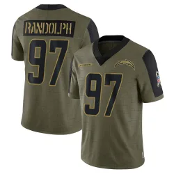 Men's Garmon Randolph Los Angeles Chargers No.97 Limited 2021 Salute To Service Jersey - Olive