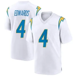 Men's Gus Edwards Los Angeles Chargers No.4 Game Jersey - White