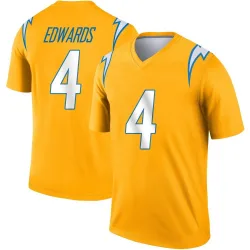 Men's Gus Edwards Los Angeles Chargers No.4 Legend Inverted Jersey - Gold