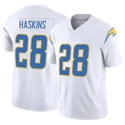 Men's Hassan Haskins Los Angeles Chargers No.28 Limited Vapor F.U.S.E. Jersey - White
