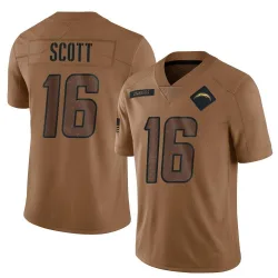 Men's JK Scott Los Angeles Chargers No.16 Limited 2023 Salute To Service Jersey - Brown