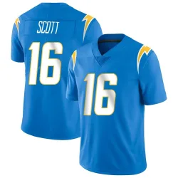 Men's JK Scott Los Angeles Chargers No.16 Limited Powder Vapor Untouchable Alternate Jersey - Blue