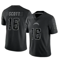 Men's JK Scott Los Angeles Chargers No.16 Limited Reflective Jersey - Black