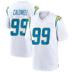 Men's Jamaree Caldwell Los Angeles Chargers No.99 Game Jersey - White