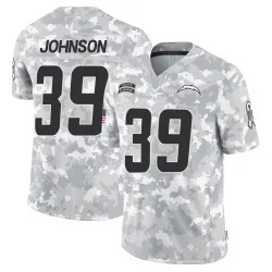Men's Jaylen Johnson Los Angeles Chargers No.39 Limited 2024 Salute to Service Jersey - Arctic Camo