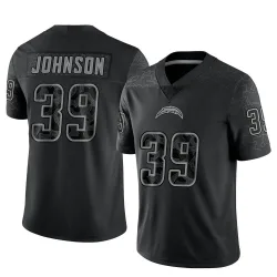Men's Jaylen Johnson Los Angeles Chargers No.39 Limited Reflective Jersey - Black