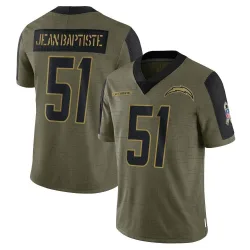 Men's Jeremiah Jean-Baptiste Los Angeles Chargers No.51 Limited 2021 Salute To Service Jersey - Olive