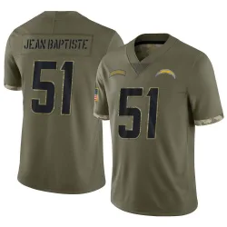 Men's Jeremiah Jean-Baptiste Los Angeles Chargers No.51 Limited 2022 Salute To Service Jersey - Olive