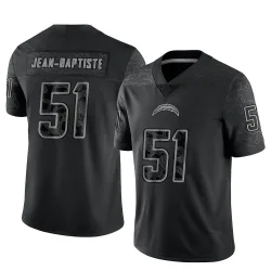 Men's Jeremiah Jean-Baptiste Los Angeles Chargers No.51 Limited Reflective Jersey - Black