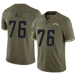 Men's Joe Alt Los Angeles Chargers No.76 Limited 2022 Salute To Service Jersey - Olive