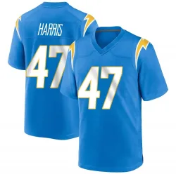Men's Josh Harris Los Angeles Chargers No.47 Game Powder Alternate Jersey - Blue