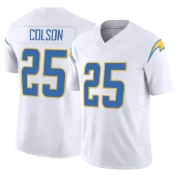 Men's Junior Colson Los Angeles Chargers No.25 Limited Vapor F.U.S.E. Jersey - White