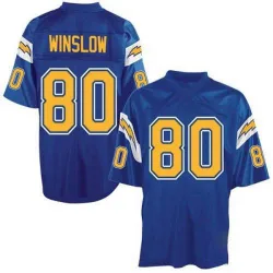 Men's Kellen Winslow Los Angeles Chargers No.80 Authentic Mitchell And Ness Electric Throwback Jersey - Blue