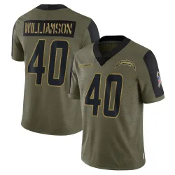 Men's Kendall Williamson Los Angeles Chargers No.40 Limited 2021 Salute To Service Jersey - Olive