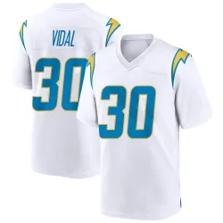 Men's Kimani Vidal Los Angeles Chargers No.30 Game Jersey - White