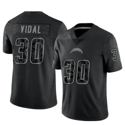 Men's Kimani Vidal Los Angeles Chargers No.30 Limited Reflective Jersey - Black