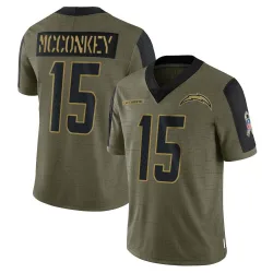 Men's Ladd McConkey Los Angeles Chargers No.15 Limited 2021 Salute To Service Jersey - Olive