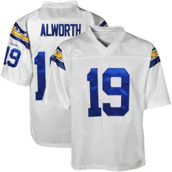 Men's Lance Alworth Los Angeles Chargers No.19 Authentic Mitchell And Ness 1984 Throwback Jersey - White