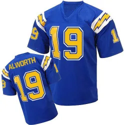 Men's Lance Alworth Los Angeles Chargers No.19 Authentic Mitchell And Ness Electric 1984 Throwback Jersey - Blue