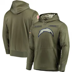 Men's Los Angeles Chargers No. 2018 Salute to Service Sideline Therma Performance Pullover Hoodie - Olive