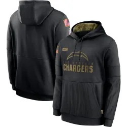 Men's Los Angeles Chargers No. 2020 Salute to Service Sideline Performance Pullover Hoodie - Black