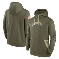 Men's Los Angeles Chargers No. 2022 Salute to Service Therma Performance Pullover Hoodie - Olive