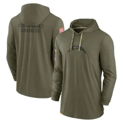 Men's Los Angeles Chargers No. 2022 Salute to Service Tonal Pullover Hoodie - Olive