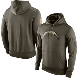 Men's Los Angeles Chargers No. Salute to Service KO Performance Hoodie - Olive