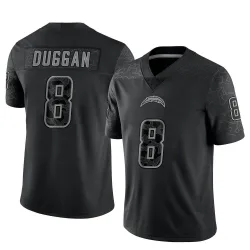 Men's Max Duggan Los Angeles Chargers No.8 Limited Reflective Jersey - Black