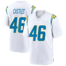 Men's McCallan Castles Los Angeles Chargers No.46 Game Jersey - White